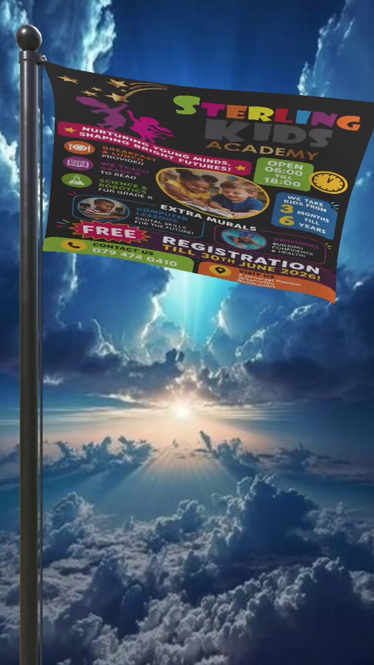 A historical Sterling Kids Academy registration poster displayed in a TikTok video.